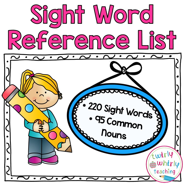 Sight Word Reference List, freebie